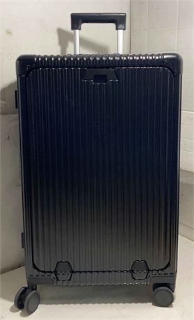 NEW OPEN BOX MrPlum 24 Inch Front Pocket Check in Luggage Black $330 - READ 