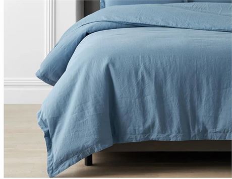 NEW The Company Store 50548D Linen Solid Duvet Cover Sz: Full Blue $341.60 