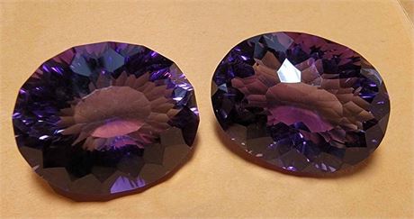 64.59 ct 2-pcs Fancy Oval Cut Natural Amethyst Gemstones Appraisal $8140 