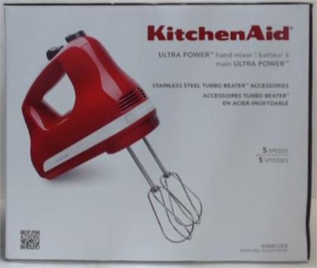 NEW OPEN BOX KitchenAid KHM512ER Ultra Power 5-Speed Hand Mixer, Red $89.99 