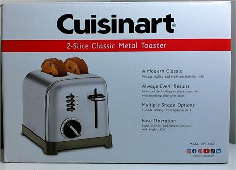 NEW OPEN BOX Cuisinart CPT-160 2-Slice Classic Metal Toaster $84 - READ 