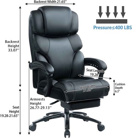 Kcream 9125 Reclining Office Chair with Footrest Black $322 - READ 