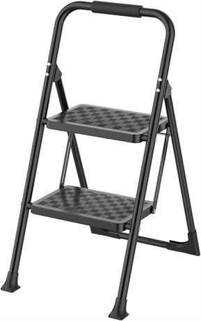 NEW OPEN BOX HBTower ZL1602 Step Ladder, 2 Step Stool for Adults, Black $80 