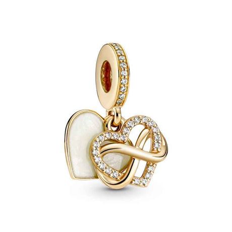NEW Pandora 759517C01 14K Gold Sparkling Infinity Heart Dangle Charm $693 