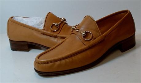 Gucci Yuketen Men's Moc Ischia Shoes Sz: 9.5 Vitello Oakwood $862.40 