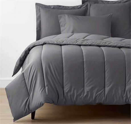 The Company Store Cotton Wrinkle-Free Sateen Comforter, Stone Gray King $327 