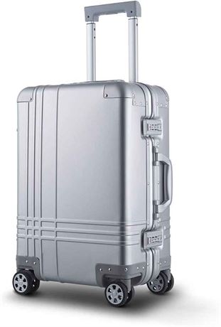 NEW OPEN BOX Bamboo Wolf 20" Aluminum Magnesium Alloy Suitcase Silver $450 