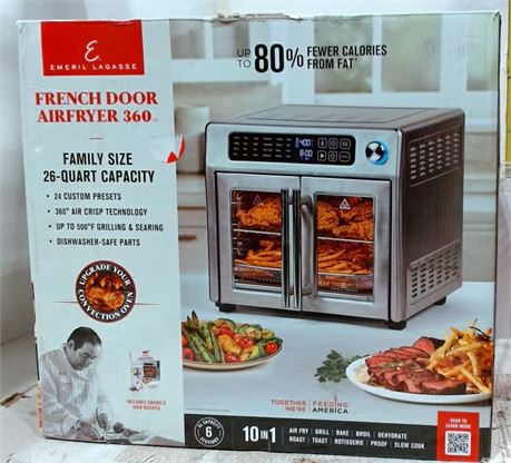 NEW OPEN BOX Emeril Lagasse FAFO-001 26qt French Door Air Fryer $448 