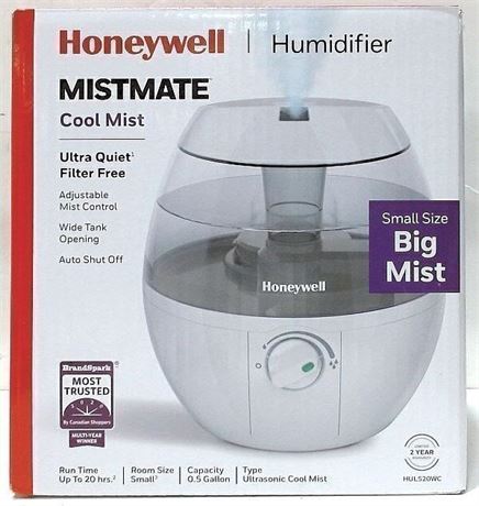 Honeywell HUL520WC Ultrasonic 0.5gal Cool Mist Humidifier, White $40 